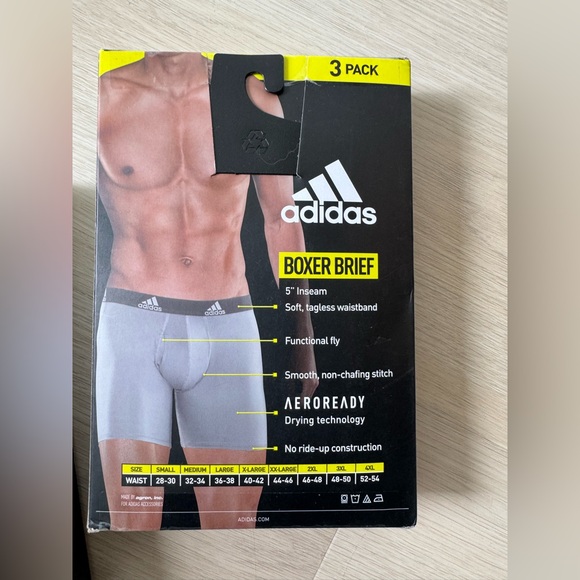 Adidas Men's Performance Boxer Briefs 3-Pack - Black, Blue, Grey size Med - Picture 11 of 12